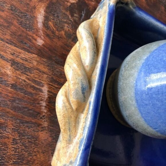 Handcrafted  Studio Art Pottery Cream & Sugar With Tray - Picture 2 of 14